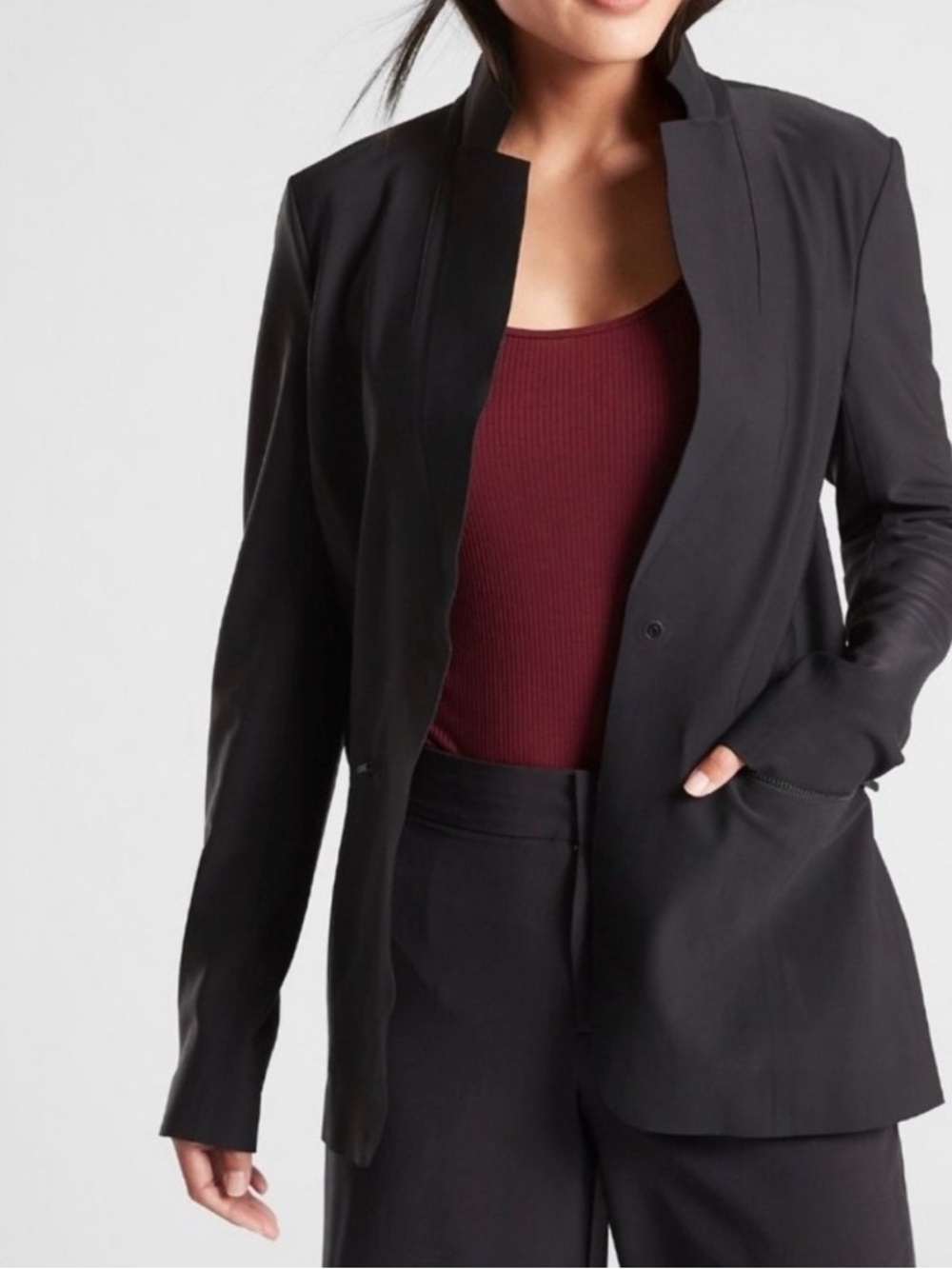 Athleta Interstellar Blazer Stretch Jacket Black Size 16 casual career travel